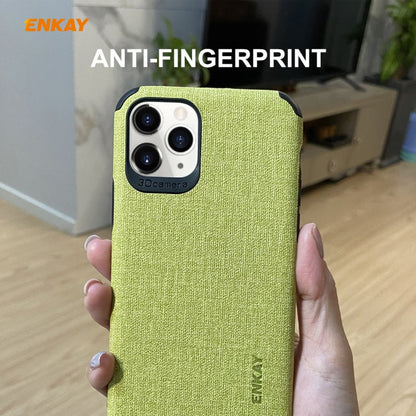 For iPhone 11 Pro ENKAY ENK-PC0322 2 in 1 Business Series Denim Texture PU Leather + TPU Soft Slim CaseCover ＆ 0.26mm 9H 2.5D Tempered Glass Film(Black)