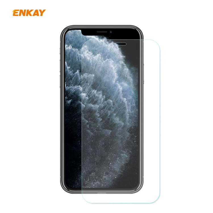 For iPhone 11 Pro ENKAY ENK-PC0322 2 in 1 Business Series Denim Texture PU Leather + TPU Soft Slim CaseCover ＆ 0.26mm 9H 2.5D Tempered Glass Film(Black)