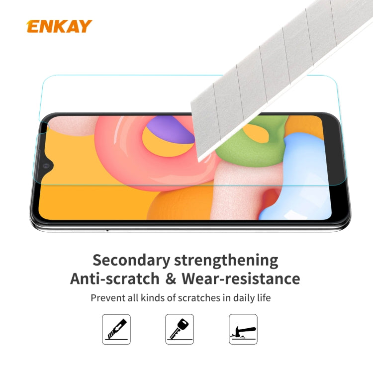 Pour Samsung Galaxy A01 Film en verre trempé ENKAY Hat-Prince 0.26mm 9H 2.5D incurvé