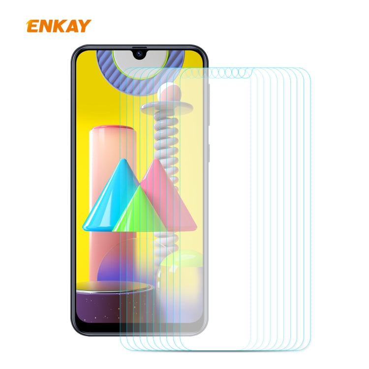Pour Samsung Galaxy M31 / M21 10 Pièces ENKAY Hat-Prince 0.26mm 9H 2.5D Film de Protection d'Écran en Verre Trempé à Bords Incurvés