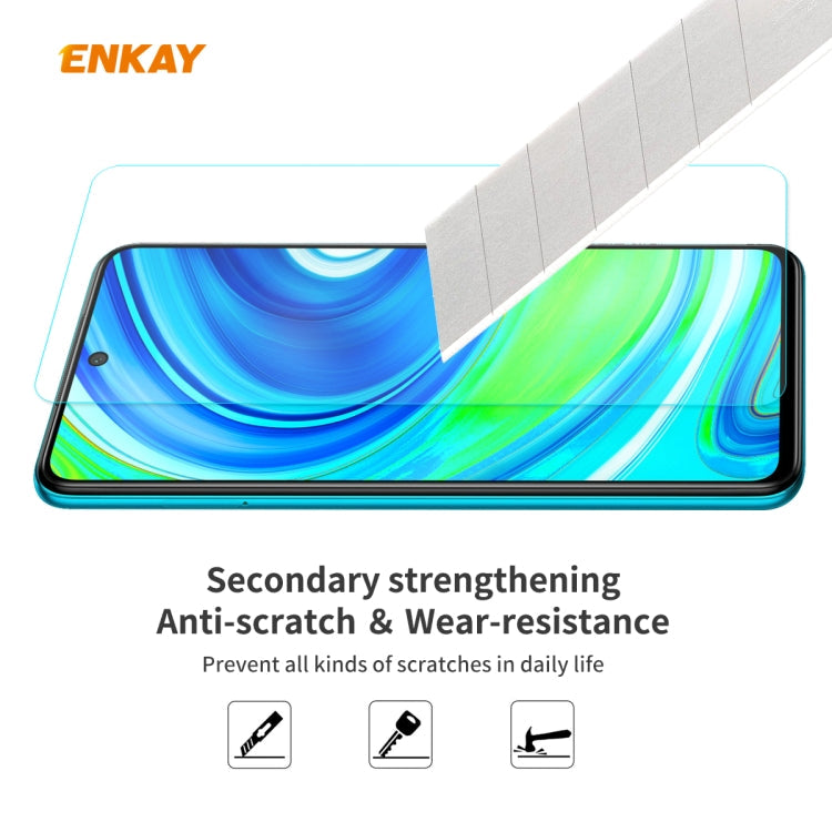For Redmi Note 9S / Note 9 Pro 2 PCS ENKAY Hat-Prince 0.26mm 9H 2.5D Curved Edge Tempered Glass Film