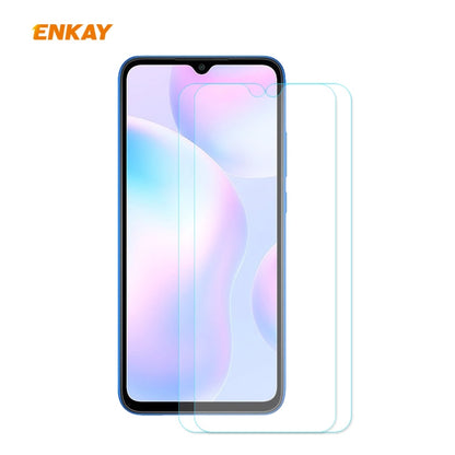 For Redmi 9 / 9A / 9C 2 PCS ENKAY Hat-Prince 0.26mm 9H 2.5D Curved Edge Tempered Glass Film