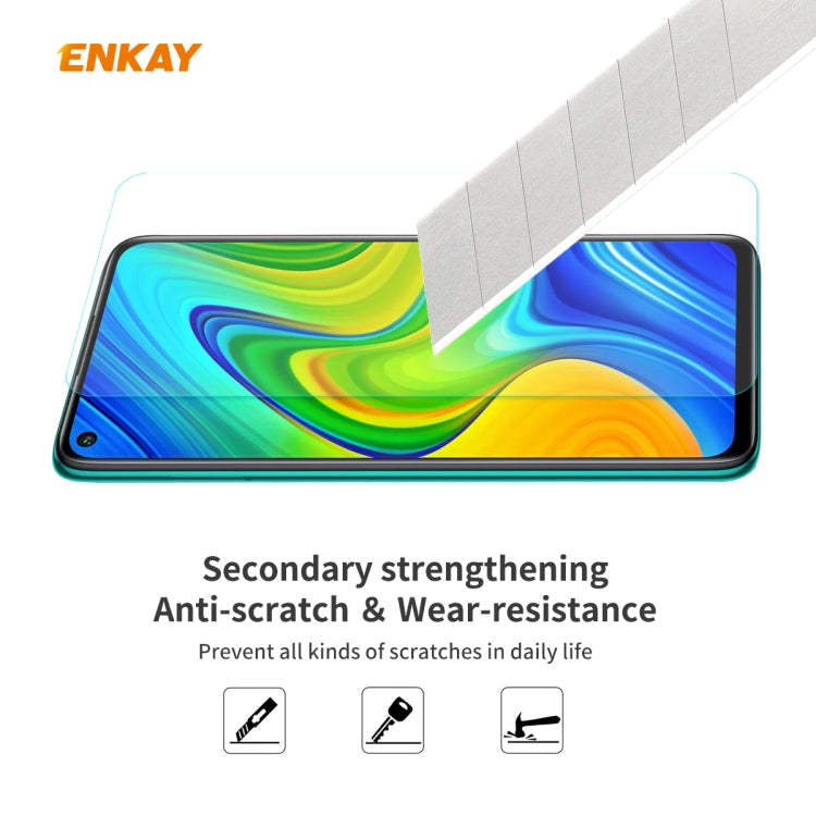 For Redmi 10X 4G / Redmi Note 9 10 PCS ENKAY Hat-Prince 0.26mm 9H 2.5D Curved Edge Tempered Glass Film