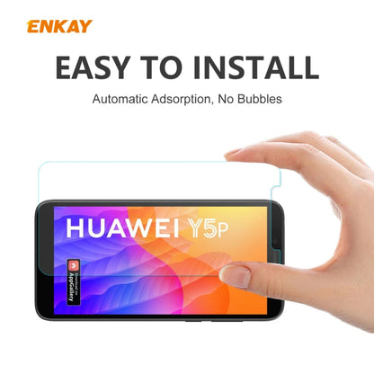 Pour Huawei Y5p, 10 films en verre trempé ENKAY Hat-Prince 0,26 mm 9H 2,5D à bords incurvés