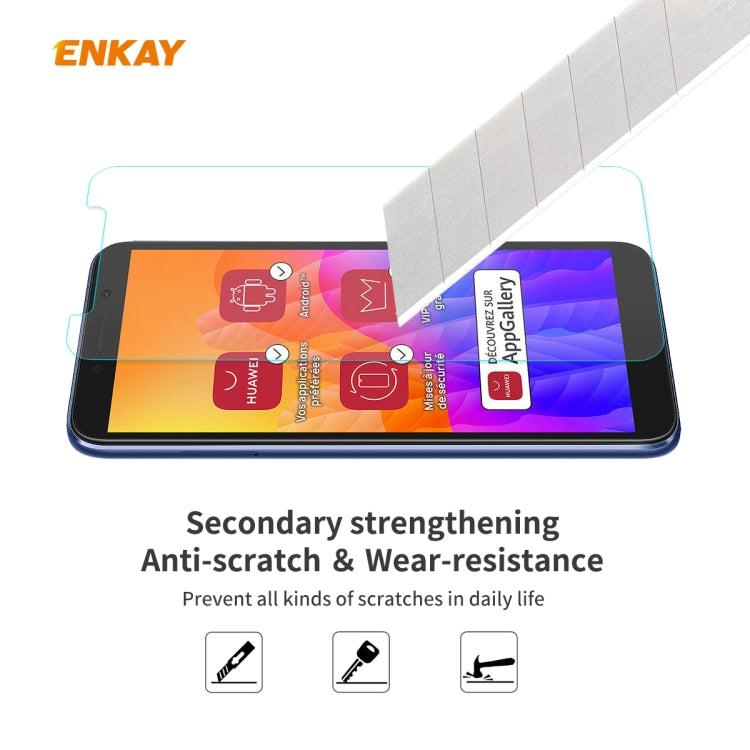 Pour Huawei Y5p, 10 films en verre trempé ENKAY Hat-Prince 0,26 mm 9H 2,5D à bords incurvés
