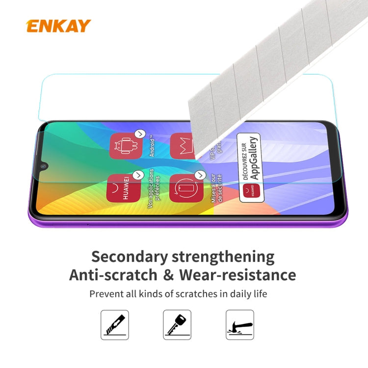 For Huawei Y6p 10 PCS ENKAY Hat-Prince 0.26mm 9H 2.5D Curved Edge Tempered Glass Film