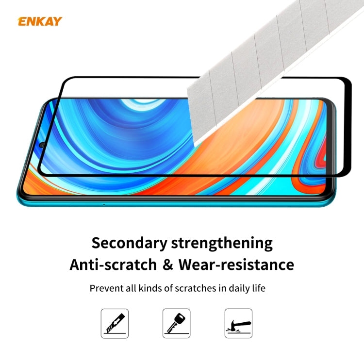 For Redmi Note 9S / Note 9 Pro  2 PCS ENKAY Hat-Prince Full Glue 0.26mm 9H 2.5D Tempered Glass Full Coverage Film