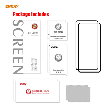 For Redmi Note 9S / Note 9 Pro  2 PCS ENKAY Hat-Prince Full Glue 0.26mm 9H 2.5D Tempered Glass Full Coverage Film