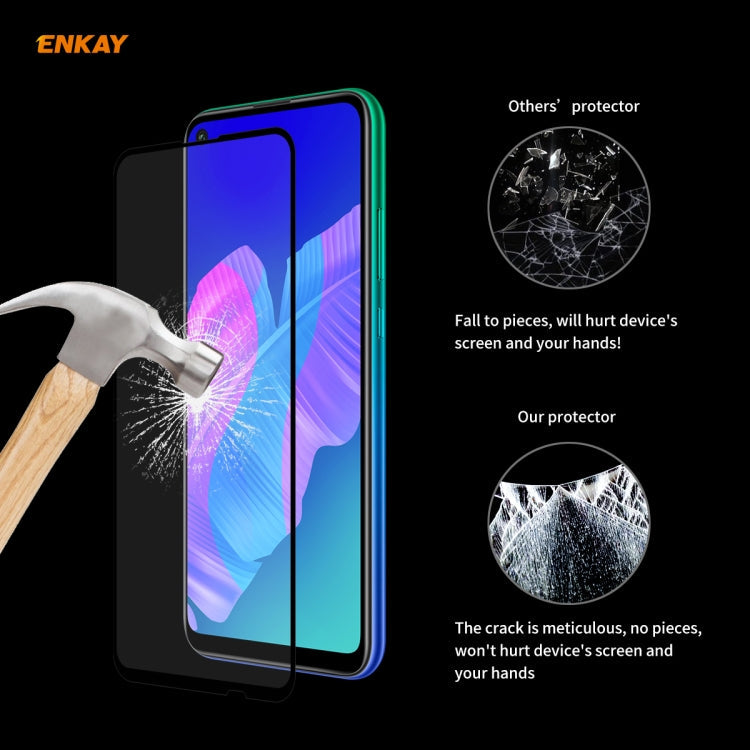 For Huawei P40 Lite E 5 PCS ENKAY Hat-Prince Full Glue 0.26mm 9H 2.5D Tempered Glass Full Coverage Film