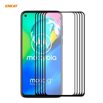 Pour Motorola Moto G8 Power 5 unités Film de protection ENKAY Hat-Prince en verre trempé avec colle intégrale, épaisseur 0,26 mm, dureté 9H, bords incurvés 2.5D, couverture complète