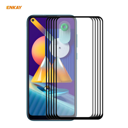 For Samsung Galaxy A11 / M11 5 PCS ENKAY Hat-Prince Full Glue 0.26mm 9H 2.5D Tempered Glass Full Coverage Film