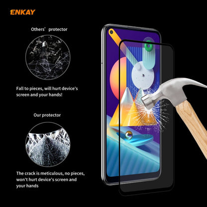 For Samsung Galaxy A11 / M11 5 PCS ENKAY Hat-Prince Full Glue 0.26mm 9H 2.5D Tempered Glass Full Coverage Film