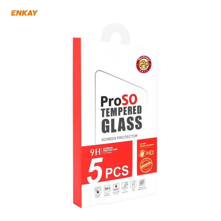For Samsung Galaxy A21s 5pcs ENKAY Hat-Prince Full Glue 0.26mm 9H 2.5D Tempered Glass Full Coverage Film