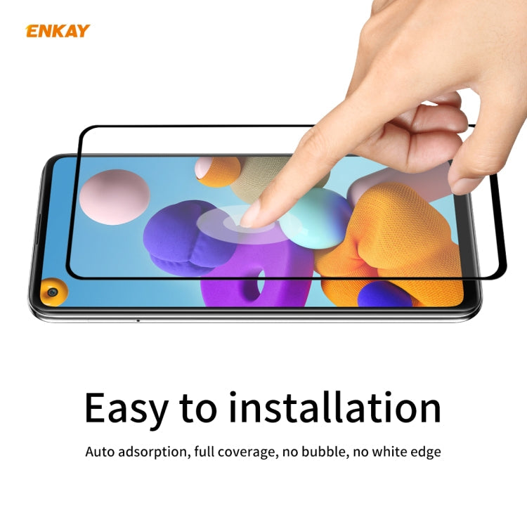 For Samsung Galaxy A21s 5pcs ENKAY Hat-Prince Full Glue 0.26mm 9H 2.5D Tempered Glass Full Coverage Film
