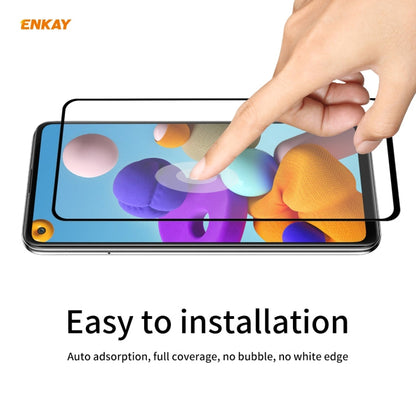 For Samsung Galaxy A21s 5pcs ENKAY Hat-Prince Full Glue 0.26mm 9H 2.5D Tempered Glass Full Coverage Film