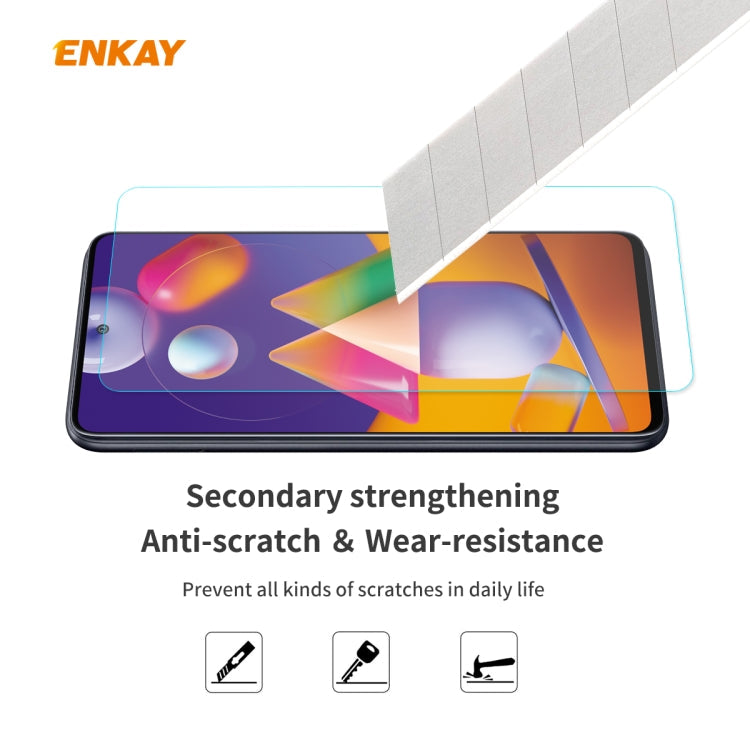 For Samsung Galaxy M31s 2 PCS ENKAY Hat-Prince 0.26mm 9H 2.5D Curved Edge Tempered Glass Film