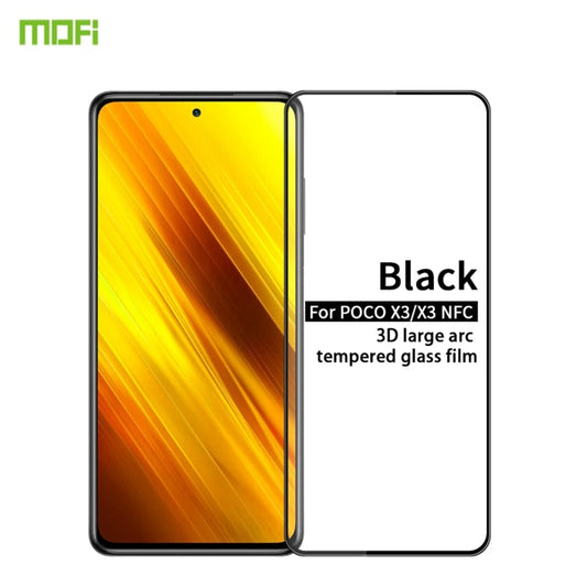 Pour Xiaomi Poco X3 / X3 NFC Film de protection d'écran incurvé en verre trempé anti-explosion 3D MOFI 9H (Noir)