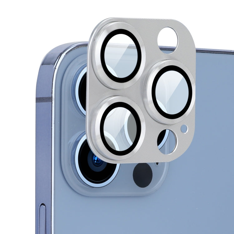 Pour iPhone 13 Pro / 13 Pro Max Cache d'objectif d'appareil photo ENKAY en alliage d'aluminium + verre trempé (argent)