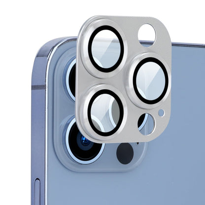 Pour iPhone 13 Pro / 13 Pro Max Cache d'objectif d'appareil photo ENKAY en alliage d'aluminium + verre trempé (argent)
