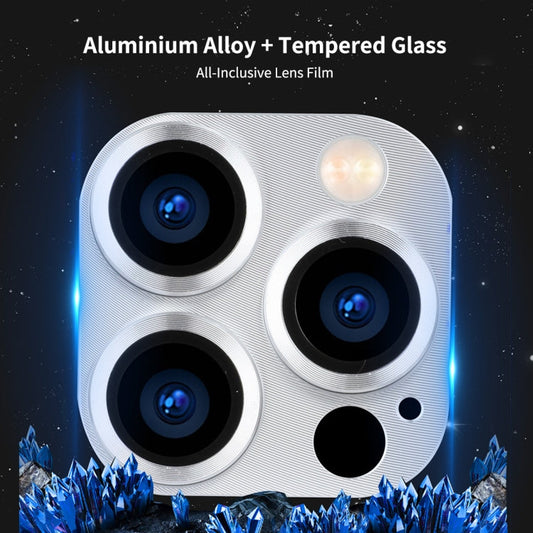Pour iPhone 13 Pro / 13 Pro Max Cache d'objectif d'appareil photo ENKAY en alliage d'aluminium + verre trempé (argent)