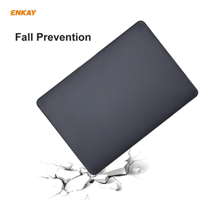 ENKAY 3 in 1 Matte Laptop Protective Case + US Version TPU Keyboard Film + Anti-dust Plugs Set for MacBook Pro 13.3 inch A1706 / A1989 / A2159 (with Touch Bar)(Black)