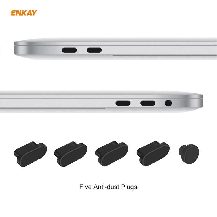 ENKAY 3 in 1 Matte Laptop Protective Case + US Version TPU Keyboard Film + Anti-dust Plugs Set for MacBook Pro 13.3 inch A1706 / A1989 / A2159 (with Touch Bar)(Black)