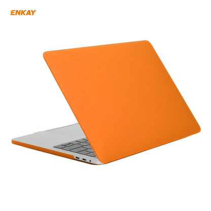 ENKAY 3 in 1 Matte Laptop Protective Case + EU Version TPU Keyboard Film + Anti-dust Plugs Set for MacBook Pro 13.3 inch A1708 (without Touch Bar)(Orange)