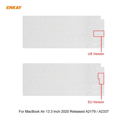 ENKAY 3 in 1 Matte Laptop Protective Case + US Version TPU Keyboard Film + Anti-dust Plugs Set for MacBook Air 13.3 inch A2179 & A2337 (2020)(Light Blue)