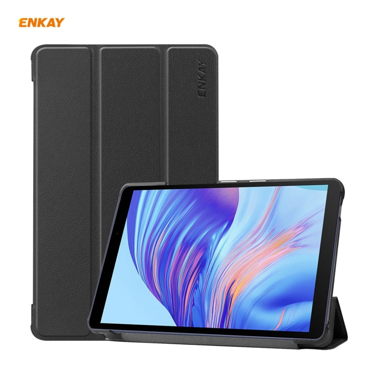 Étui en cuir PU + plastique ENKAY avec support pliable en trois pour Huawei MatePad T8 / Honor Tablet X7 (noir)
