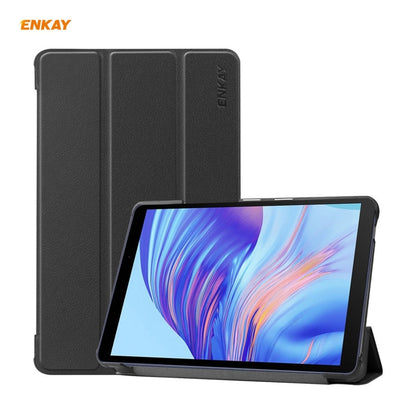 Étui en cuir PU + plastique ENKAY avec support pliable en trois pour Huawei MatePad T8 / Honor Tablet X7 (noir)