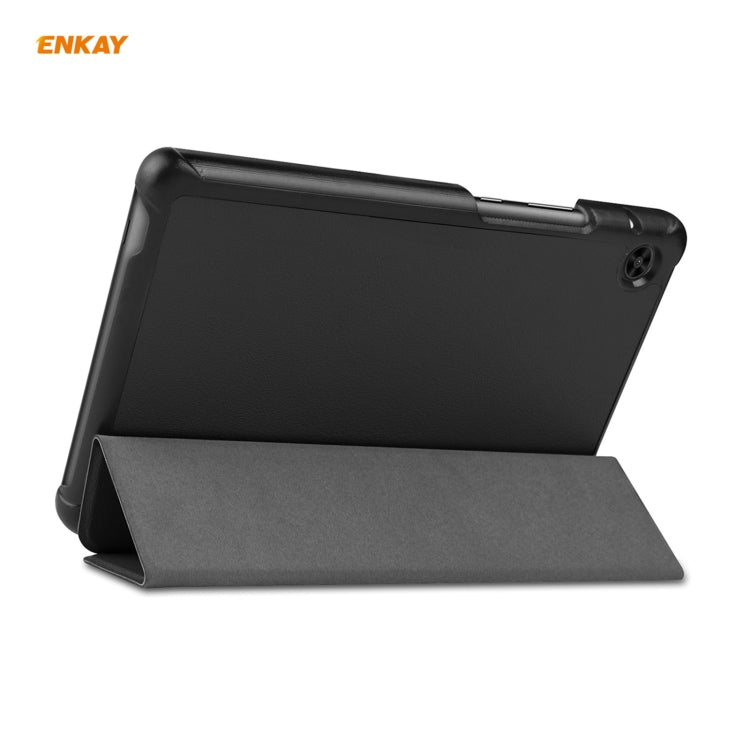 Étui en cuir PU + plastique ENKAY avec support pliable en trois pour Huawei MatePad T8 / Honor Tablet X7 (noir)