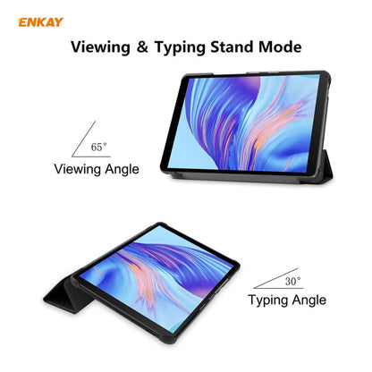 Étui en cuir PU + plastique ENKAY avec support pliable en trois pour Huawei MatePad T8 / Honor Tablet X7 (noir)