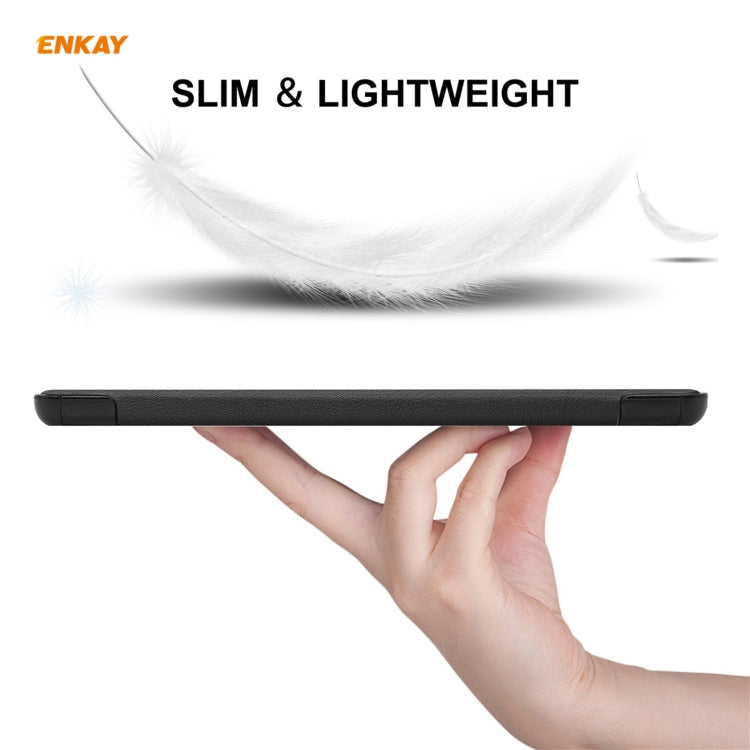 Étui en cuir PU + plastique ENKAY avec support pliable en trois pour Huawei MatePad T8 / Honor Tablet X7 (noir)