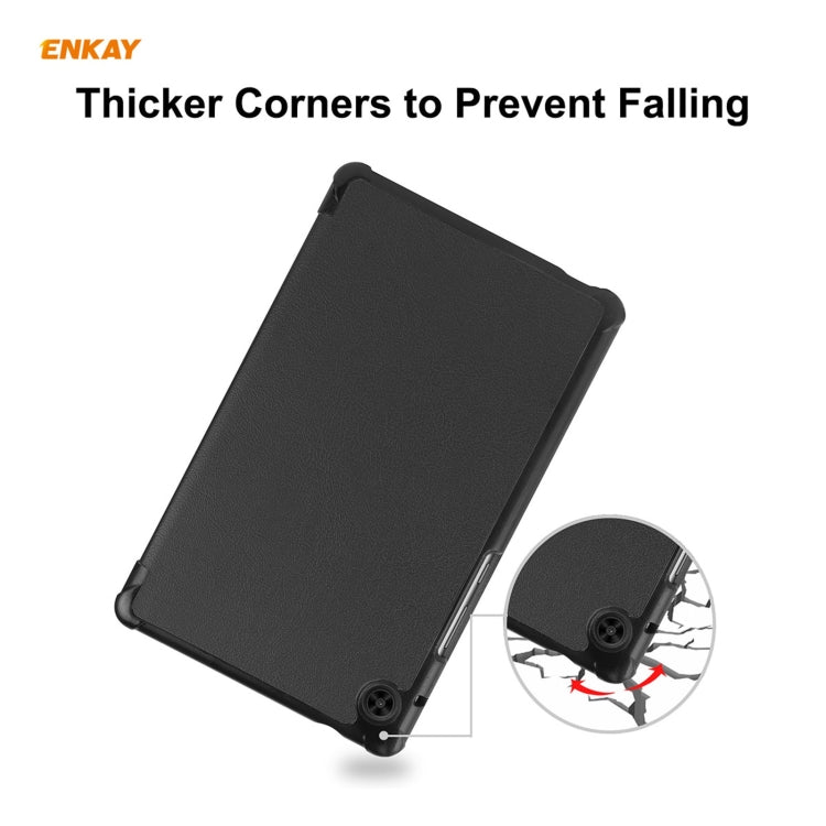 Étui en cuir PU + plastique ENKAY avec support pliable en trois pour Huawei MatePad T8 / Honor Tablet X7 (noir)