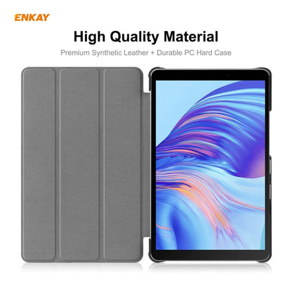 Étui en cuir PU + plastique ENKAY avec support pliable en trois pour Huawei MatePad T8 / Honor Tablet X7 (noir)