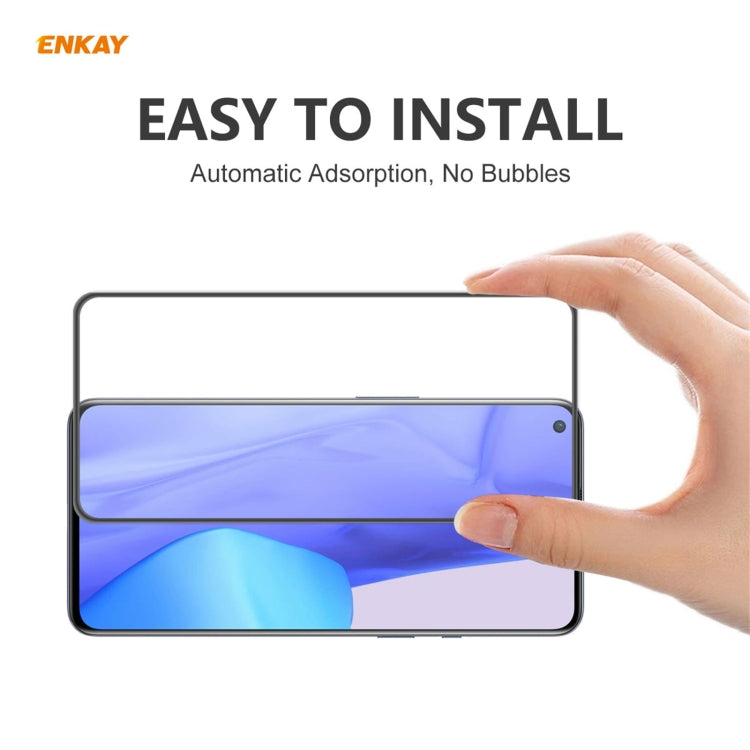 For OnePlus 9 5 PCS ENKAY Hat-Prince Anti-drop Full Glue Tempered Glass Full Screen Film Anti-fall Protector