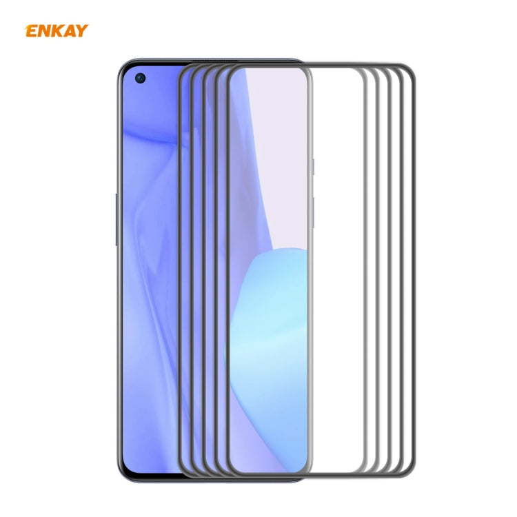 Pour OnePlus 9R 5 PCS ENKAY Hat-Prince Anti-chute Pleine Colle Verre Trempé Film Plein Écran Protecteur Anti-chute