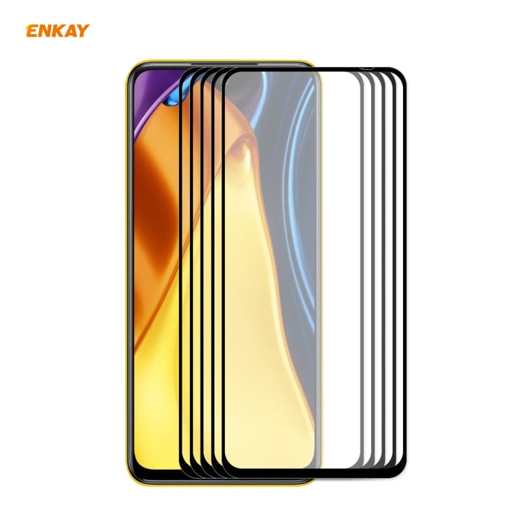 Pour Xiaomi Poco M3 Pro / Redmi Note 10 5G 5 films de protection ENKAY Hat-Prince en verre trempé 0,26 mm 9H 2,5D à colle complète et couverture complète