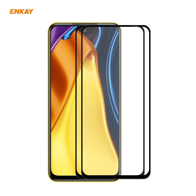 For Xiaomi Poco M3 Pro / Redmi Note 10 5G 2 PCS ENKAY Hat-Prince Full Glue 0.26mm 9H 2.5D Tempered Glass Full Coverage Film