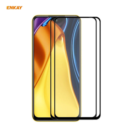 For Xiaomi Poco M3 Pro / Redmi Note 10 5G 2 PCS ENKAY Hat-Prince Full Glue 0.26mm 9H 2.5D Tempered Glass Full Coverage Film