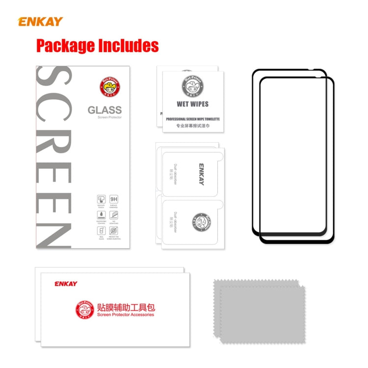 For Xiaomi Poco M3 Pro / Redmi Note 10 5G 2 PCS ENKAY Hat-Prince Full Glue 0.26mm 9H 2.5D Tempered Glass Full Coverage Film