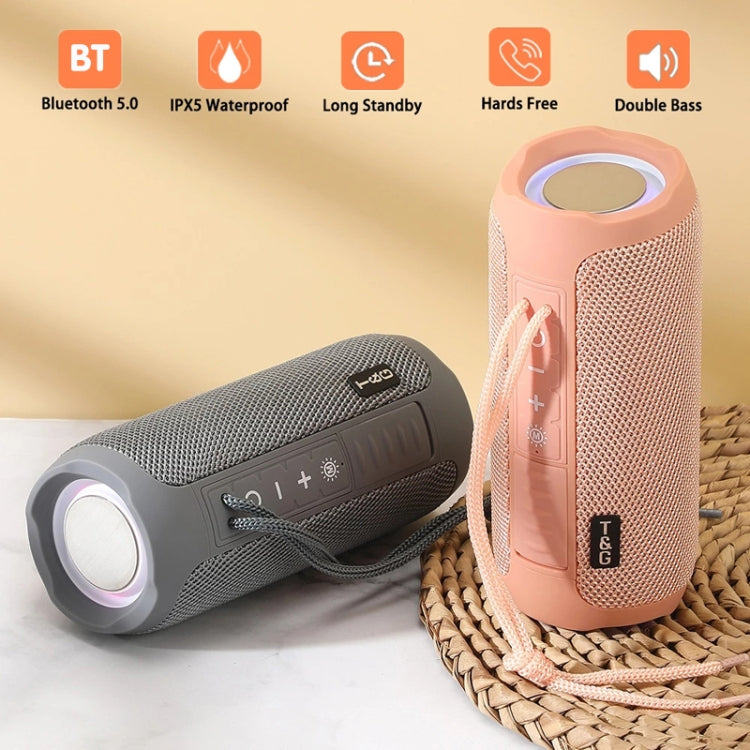 T&G TG227 Outdoor Portable Waterproof Bluetooth Music Speaker with LED Support FM / TF / USB(Black)