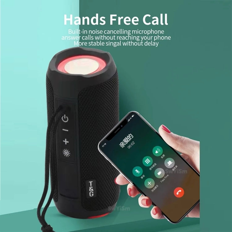 T&G TG227 Outdoor Portable Waterproof Bluetooth Music Speaker with LED Support FM / TF / USB(Black)