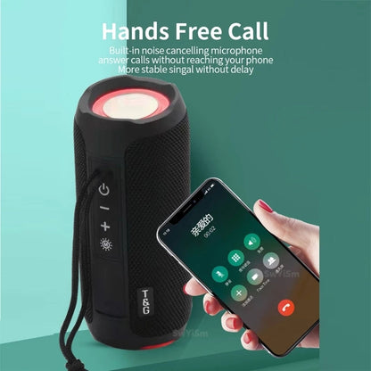 T&G TG227 Outdoor Portable Waterproof Bluetooth Music Speaker with LED Support FM / TF / USB(Black)