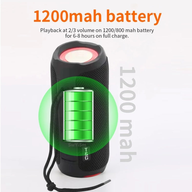 T&G TG227 Outdoor Portable Waterproof Bluetooth Music Speaker with LED Support FM / TF / USB(Black)
