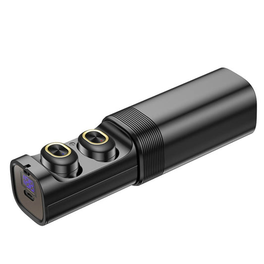 Écouteurs Bluetooth stéréo intra-auriculaires mini double canal TWS T&G TG909 avec affichage LED (noir et or)