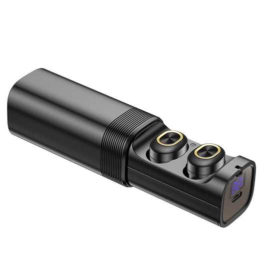 Écouteurs Bluetooth stéréo intra-auriculaires mini double canal TWS T&G TG909 avec affichage LED (noir et or)