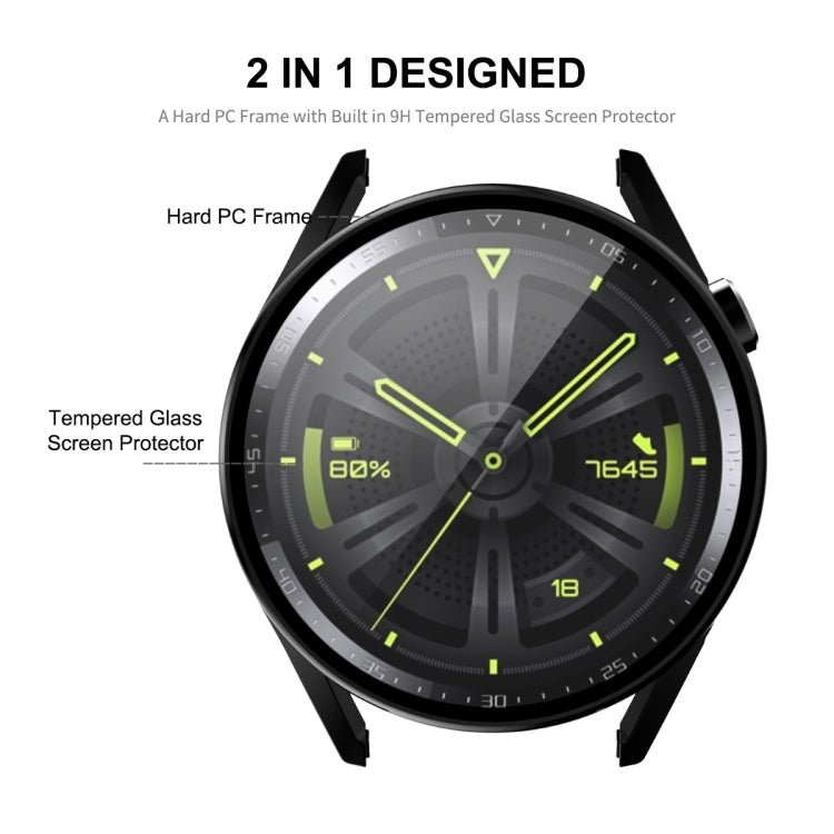 Pour Huawei Watch GT 3 46 mm ENKAY Coque de protection en PC mat avec verre trempé (Noir)