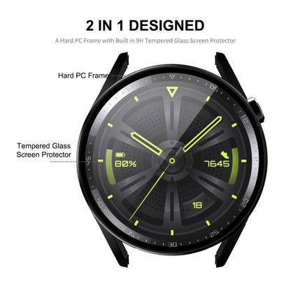 Pour Huawei Watch GT 3 46 mm ENKAY Coque de protection en PC mat avec verre trempé (Noir)