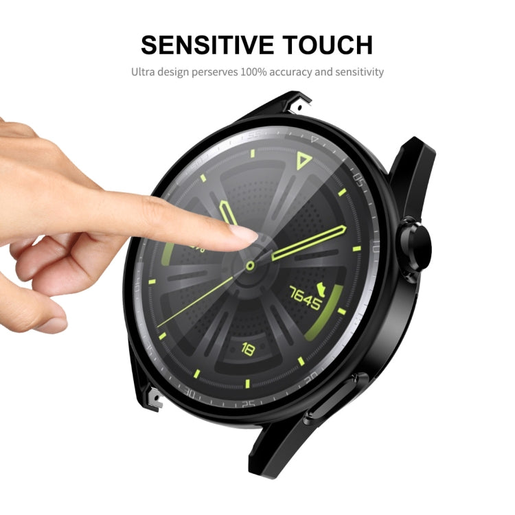 Pour Huawei Watch GT 3 46 mm ENKAY Coque de protection en PC mat avec verre trempé (Noir)